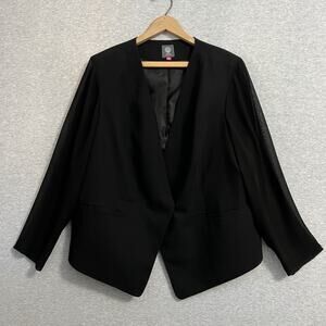 Vince Camuto Blazer Jacket Womens 20W‎ Black Sheer Sleeves Evening Elegant